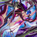 Sieraden webshop Dit handgeschilderde canvas straalt met paarse, roze, blauwe en gouden lijnen: elke blik onthult het unieke gevoel van Dian's kunst.