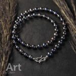 Zoetwaterparel ketting met peacock kleuren zilver