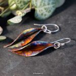 unieke koperen oorbellen met sterling zilveren haken (kopie) Handgemaakte koperen oorbellen met fire painting