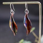 unieke koperen oorbellen met sterling zilveren haken (kopie) Handgemaakte koperen oorbellen met fire painting
