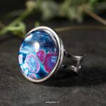 Handgemaakte verstelbare ring paars & blauw