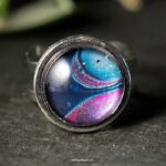 handgemaakte verstelbare ring paars & blauw 14mm handgemaakte verstelbare ring paars & blauw 14mm