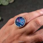 Handgemaakte verstelbare ring paars & blauw