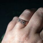 Prachtige koperen ring geklonken met zilver handgemaakt