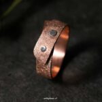 Prachtige koperen ring geklonken met zilver handgemaakt