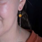 Prachtige oranje met gele klapoorbellen met carneool