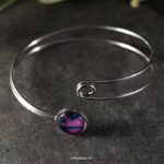 Stainless steel dubbele bangle armband met paarse steen Stainless steel dubbele bangle armband met paarse steen
