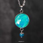 Handgemaakte stainless steel ketting met turquoise hanger en apatiet