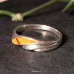 Bijzondere sterling zilveren ring met oranje en gele inleg
